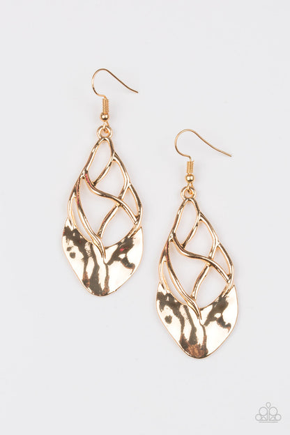 Swank Bank - Gold Necklace and Super Swanky - Gold - Paparazzi Earrings Paparazzi Set
