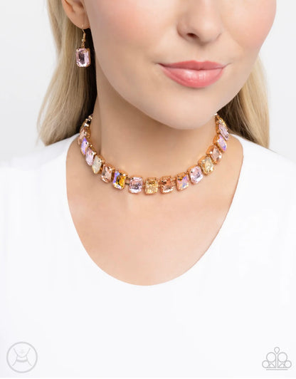Ecstatic Emeralds - Gold - Paparazzi Necklace
