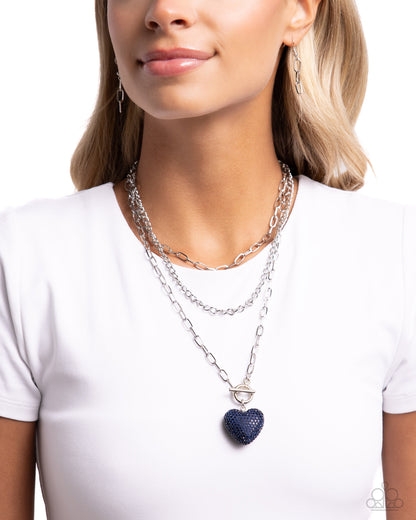 HEART Gallery - Blue - Paparazzi Necklace and Vision Shimmer Blue Earrings