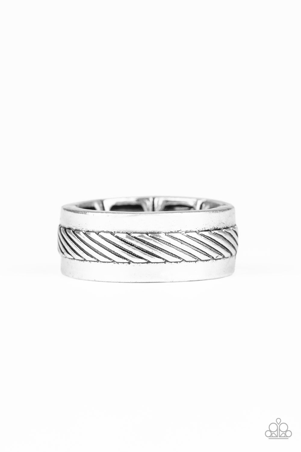 Scrape The Barrel - Silver - Paparazzi Urban Ring