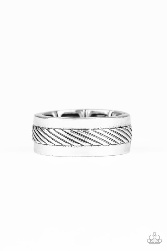 Scrape The Barrel - Silver - Paparazzi Urban Ring