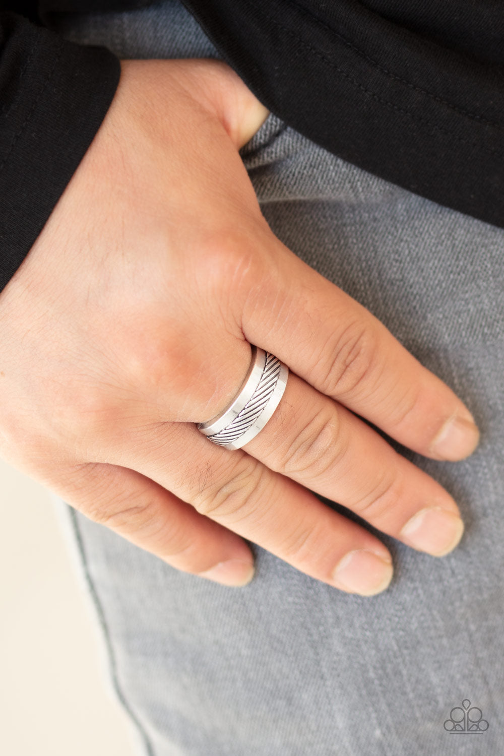 Scrape The Barrel - Silver - Paparazzi Urban Ring