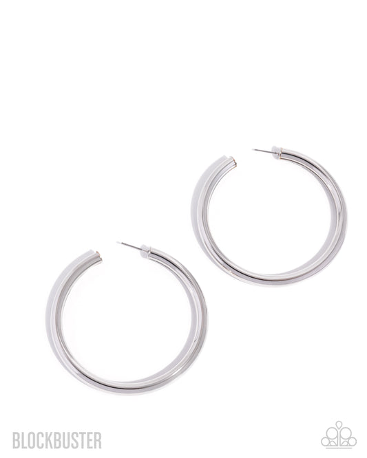 Curve Ball - Silver - Paparazzi Earrings