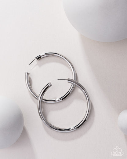 Curve Ball - Silver - Paparazzi Earrings