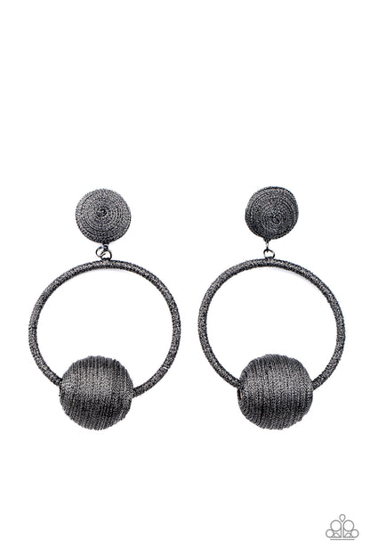 Coming Soon - Social Sphere - Black - Paparazzi Post Earrings