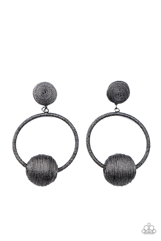 Coming Soon - Social Sphere - Black - Paparazzi Post Earrings
