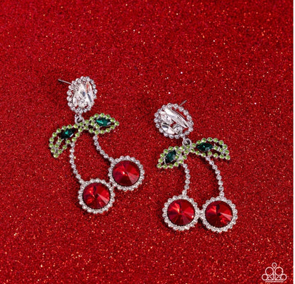 Cherry Picking - Red - Paparazzi Earrings