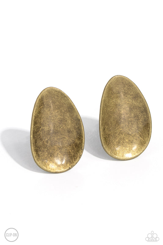 In PLAINS Sight - Brass - Paparazzi Clip On Earrings