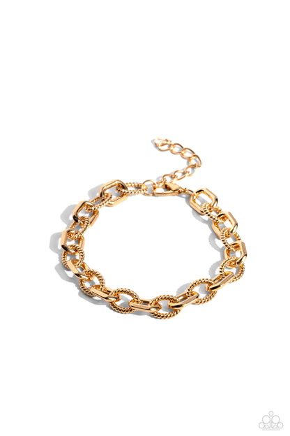 Modern Motorhead - Gold Necklace and Double Clutch - Gold Bracelet