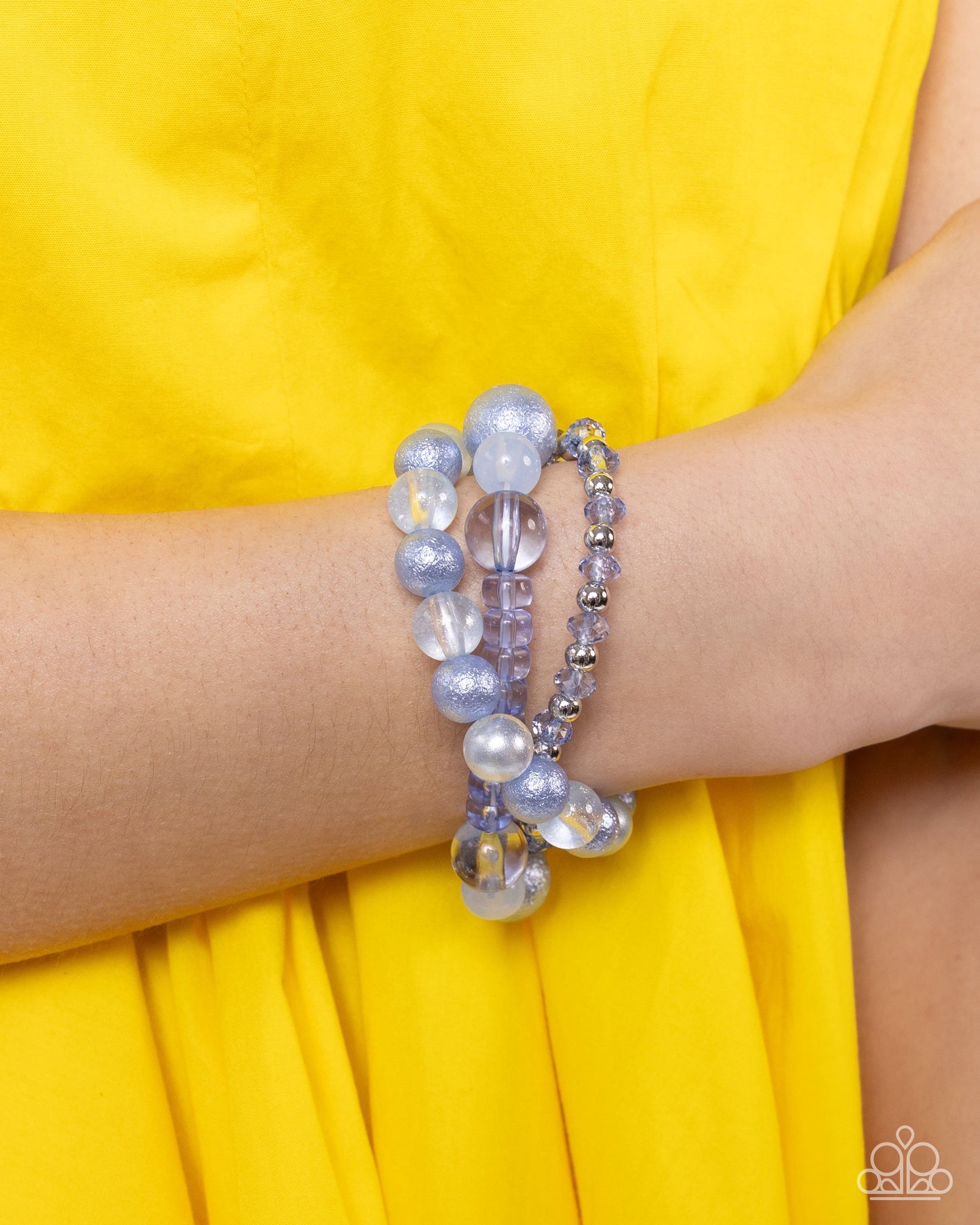 Beaded Benefit - Blue and Shattered Stack - Blue Bracelet Set