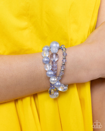 Beaded Benefit - Blue and Shattered Stack - Blue Bracelet Set