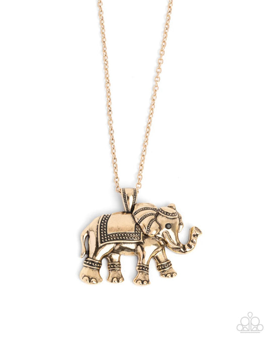Elaborate Elephant - Gold Necklace - Paparazzi Necklace