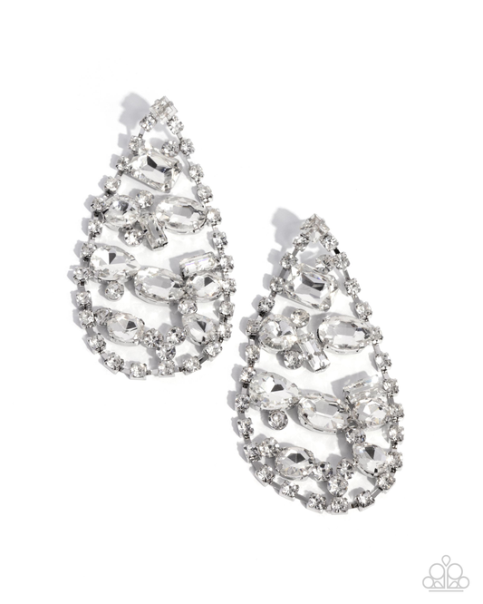 Giant Glitter - White - Paparazzi Earrings (2025 EMP)