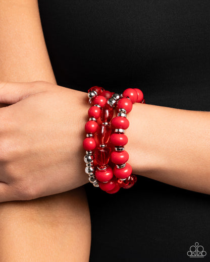 Colorful Charade - Red - Paparazzi Bracelet