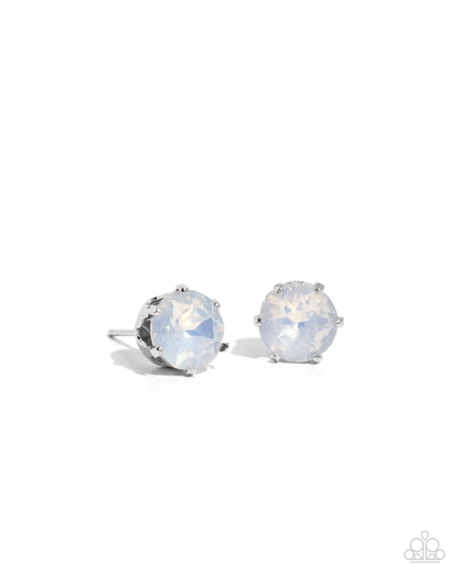 Birthstone Beauty - White Necklace and Breathtaking Birthstone White Post Earring (October)