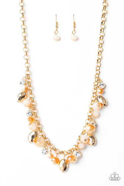 Downstage Dazzle - Gold Necklace and Dazing Dazzle - Gold Bracelet - Paparazzi Set