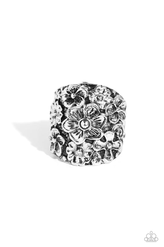 Burnished Bouquet - Silver - Paparazzi Ring