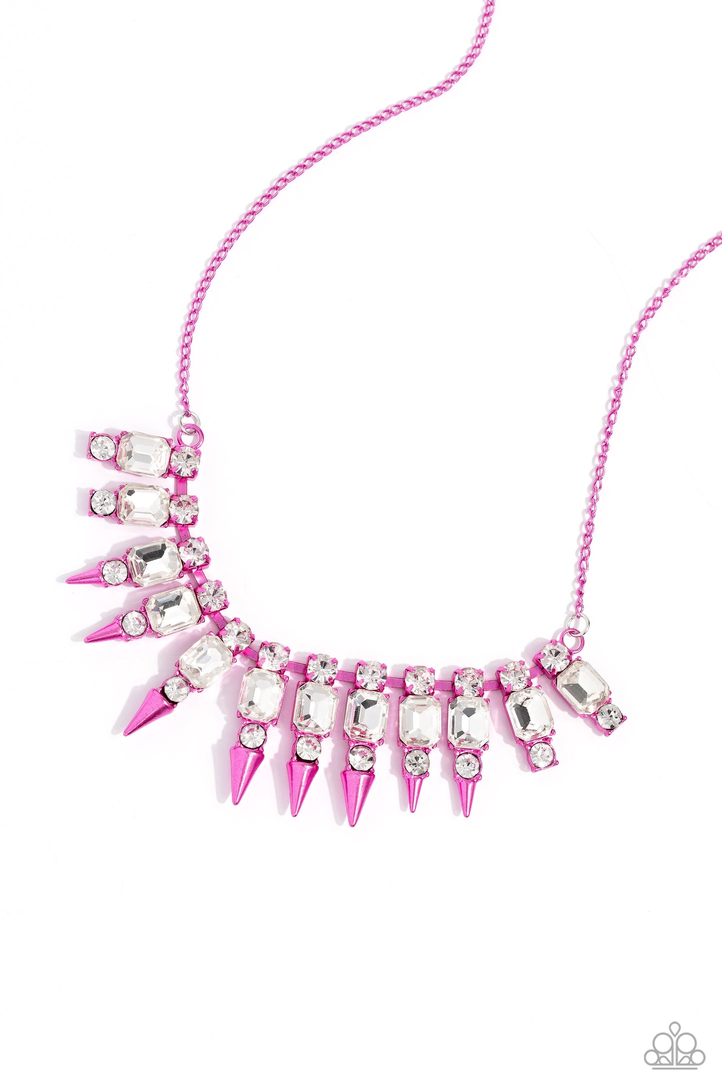 Punk Passion - Pink Necklace, Piquant Punk - Pink Hoop Earrings and Punky Plot Twist - Pink Cuff Set
