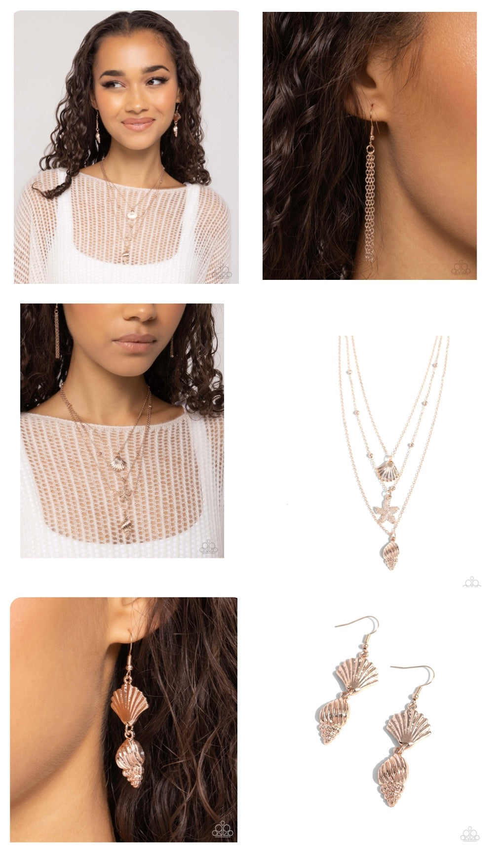 Seashell Sonata - Rose Gold Necklace and SHELL, I Was In the Area - Rose Gold Earrings