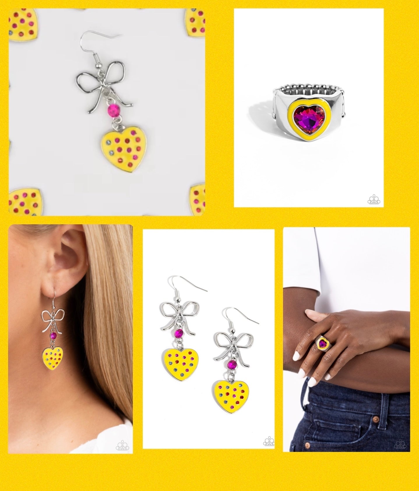 Bow Away Zone Yellow Earrings and Fond Regard Yellow Ring Set