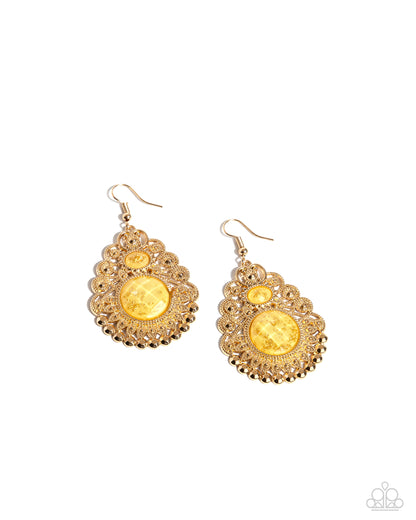Welcoming Whimsy - Yellow - Paparazzi Earrings