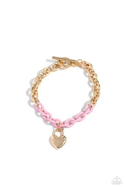 Locked Down - Pink Necklace and Locked and Loved - Pink - Paparazzi Necklace and Bracelet Set