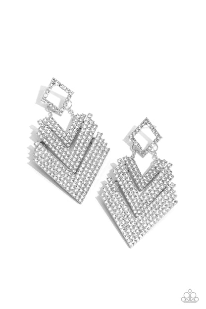Cautious Caliber - White - Paparazzi Earrings