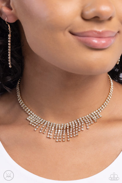 Daring Decadence - Gold Necklace and Curtain Confidence Gold Anklet Set