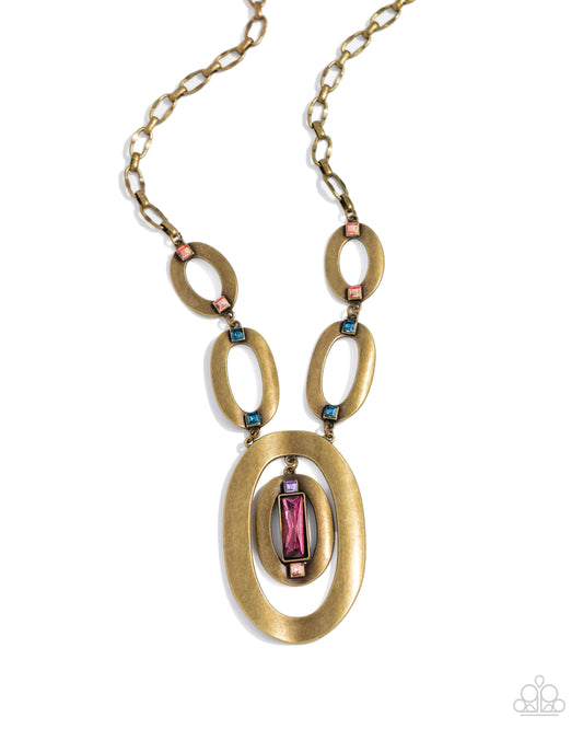 OVAL the Top - Brass - Paparazzi Necklace