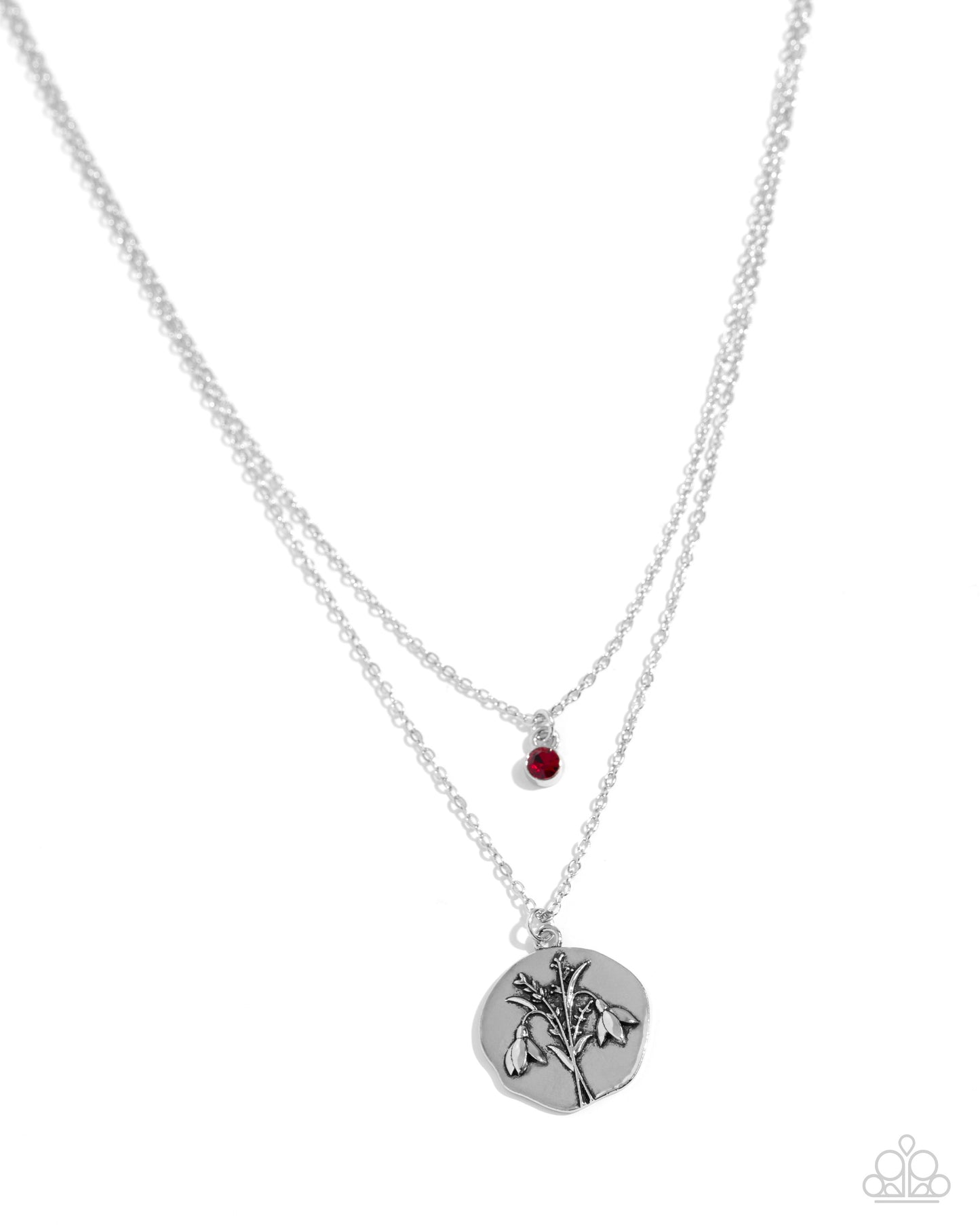 Birthstone Beauty - Red Necklace and Breathtaking Birthstone Red Earring Set (January)