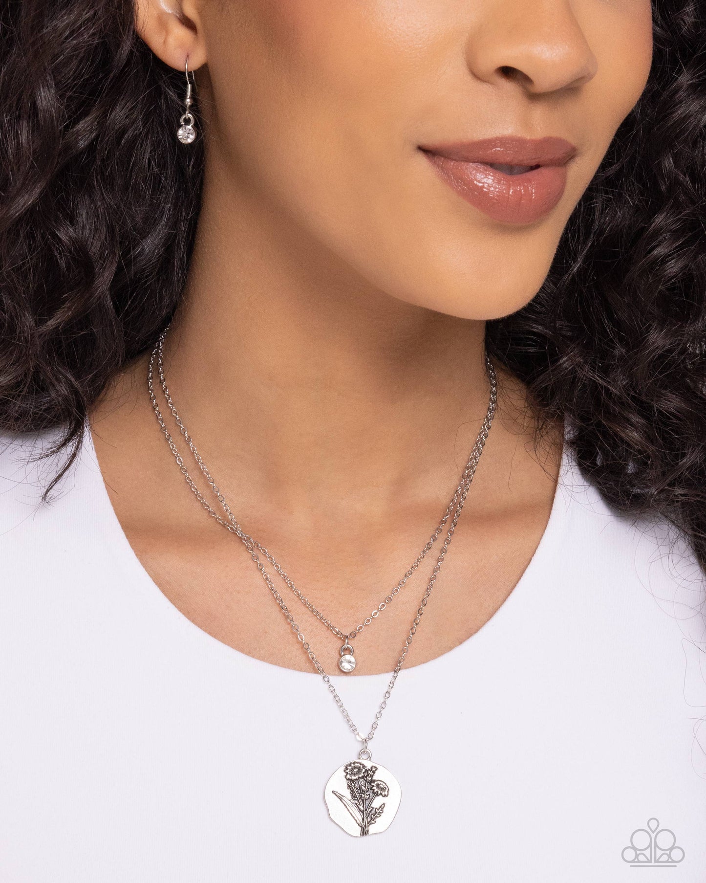 Birthstone Beauty - White Necklace and Breathtaking Birthstone White Post Earrings (April)