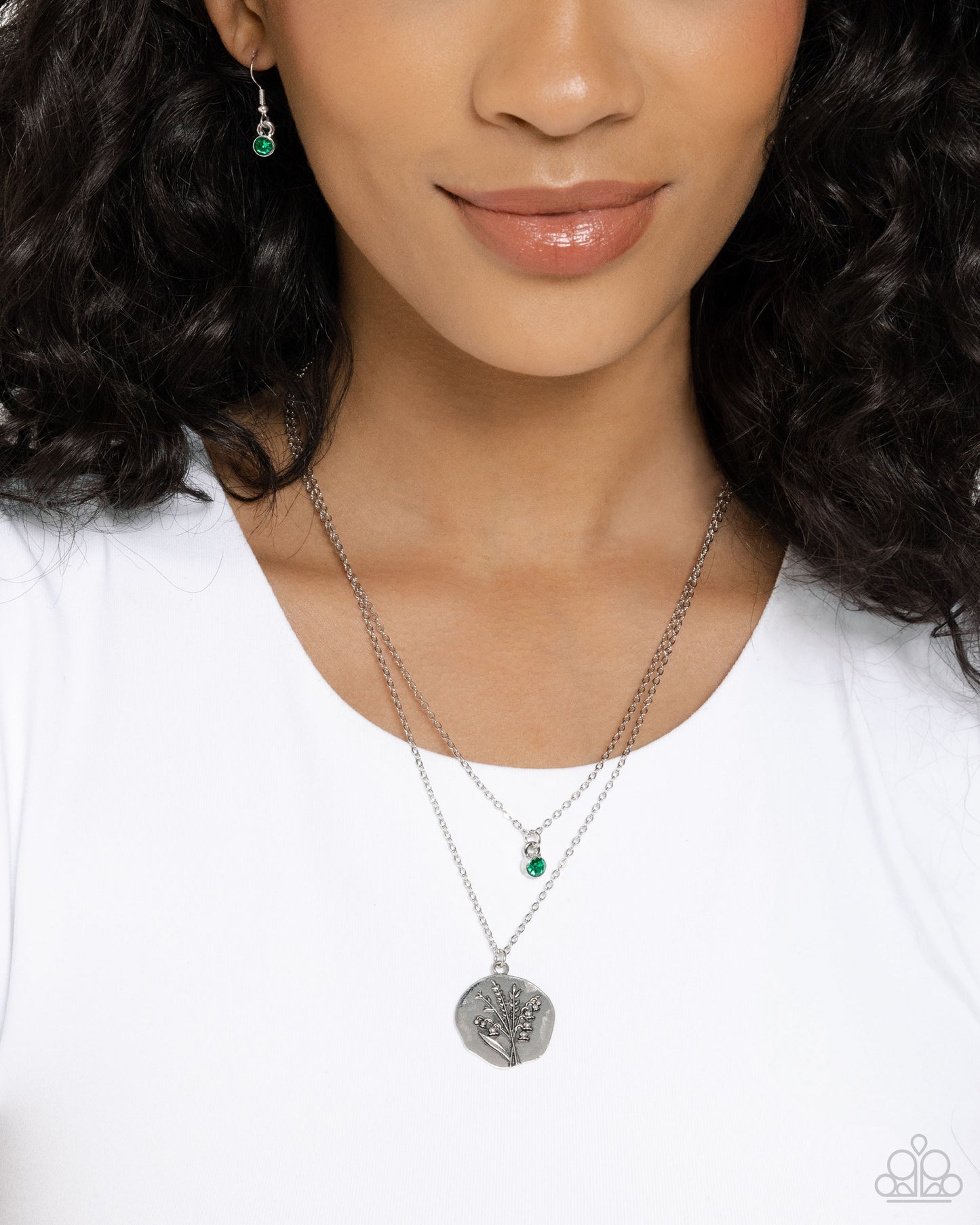 Birthstone Beauty - Green Necklace and Breathtaking Birthstone Green Post Earrings (May)
