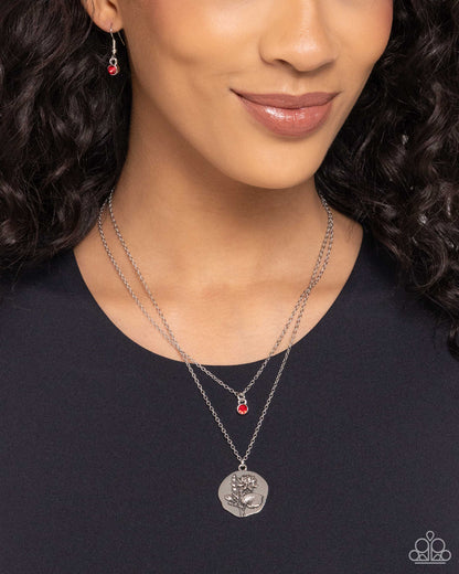 Birthstone Beauty - Red Necklace and Breathtaking Birthstone Red Post Earrings(July)