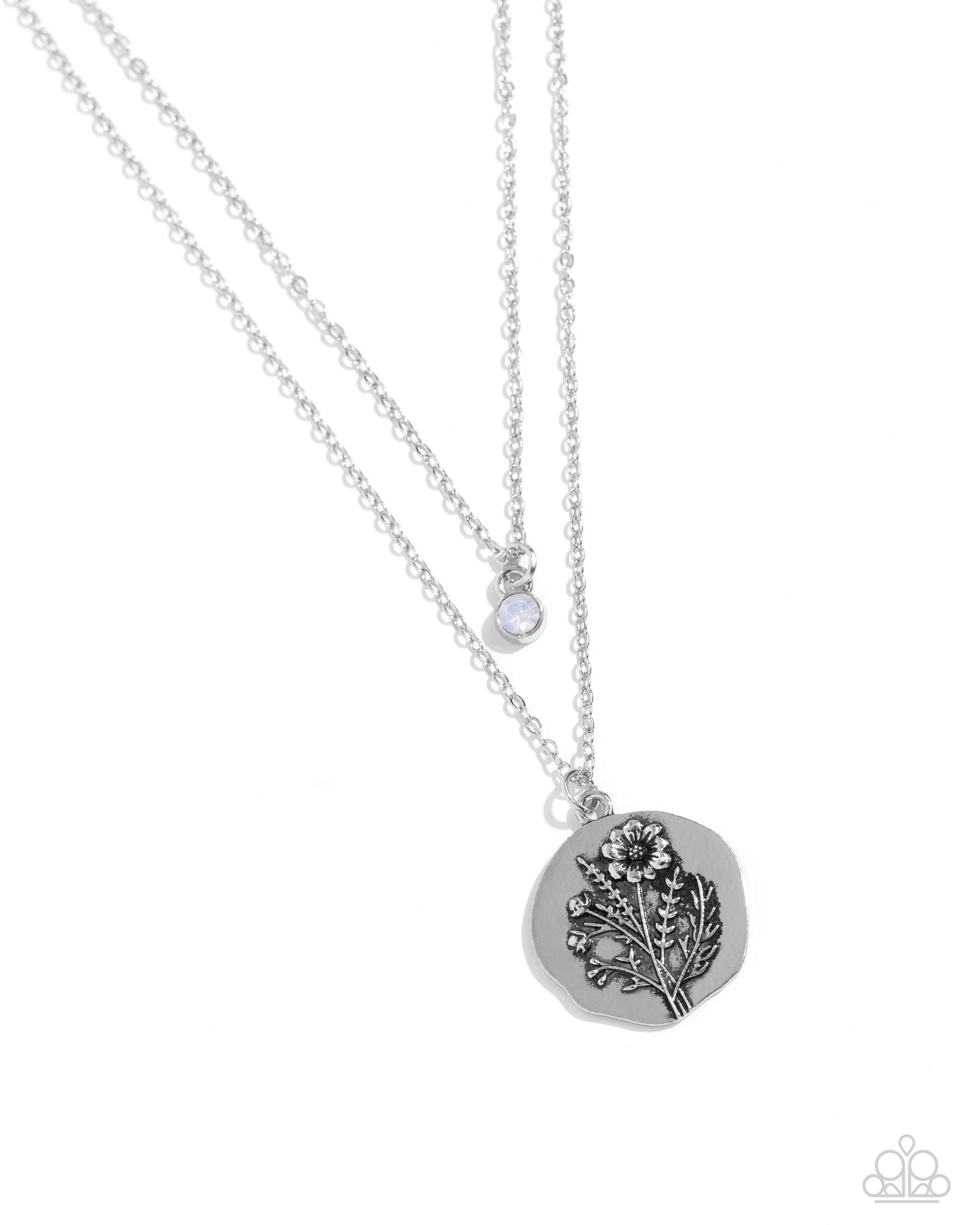 Birthstone Beauty - White Necklace and Breathtaking Birthstone White Post Earring (October)