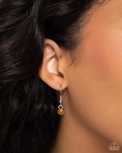 Birthstone Beauty - Orange Necklace and Breathtaking Birthstone - Orange Post Earring Set (November)