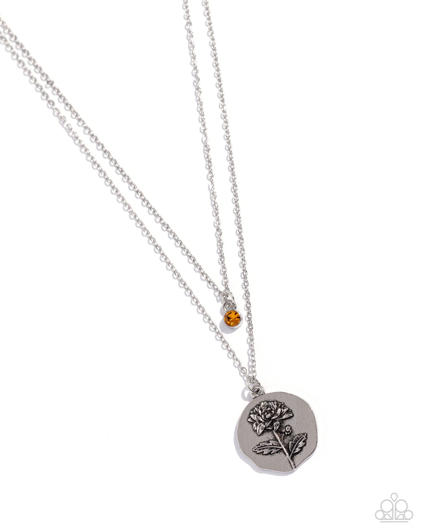 Birthstone Beauty - Orange Necklace and Breathtaking Birthstone - Orange Post Earring Set (November)