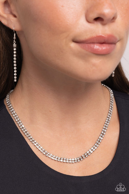 Dazzling Declaration - White - Paparazzi Necklace