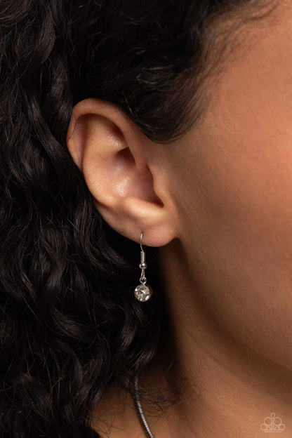 Scintillating Spiral - White Necklace and Palatial Promenade - White Earrings Set