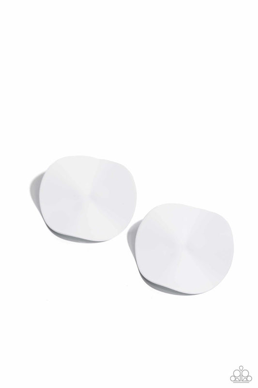 Moody Masterpiece - White - Paparazzi Post Earrings