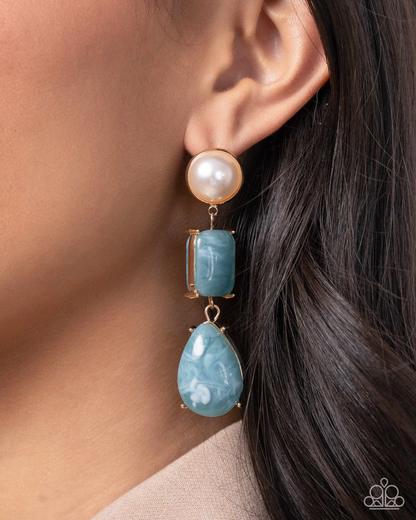Marbled Mirage - Blue Bracelet and Marbled Masterpiece - Blue Earrings Set
