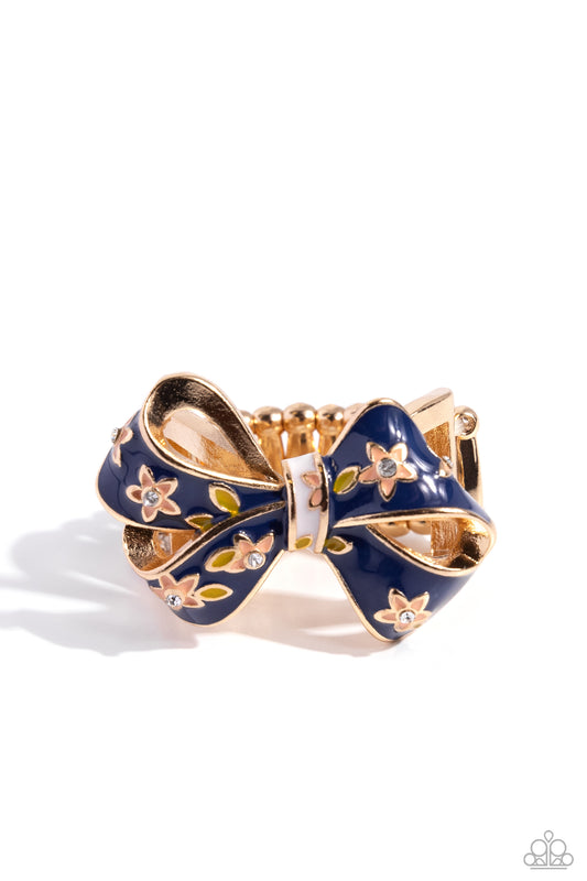 BOW Caution to the Wind - Gold - Paparazzi Ring