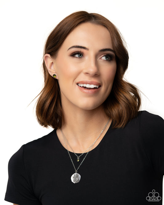Birthstone Beauty - Green Necklace and Breathtaking Birthstone Green Stud Earrings (August)