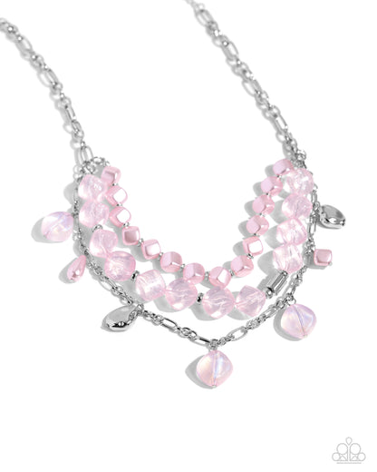 Cubed Cameo - Pink Paparazzi Necklace and Glittery Gala - Pink Paparazzi Bracelet Set