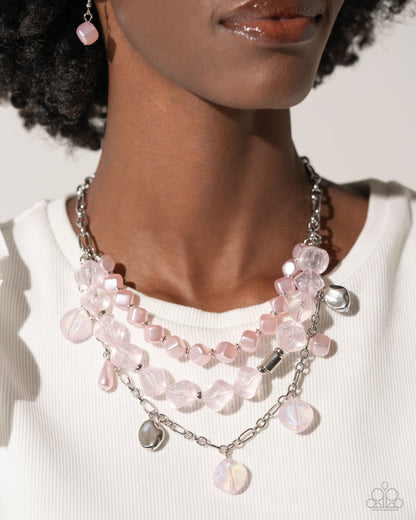 Cubed Cameo - Pink Paparazzi Necklace and Glittery Gala - Pink Paparazzi Bracelet Set