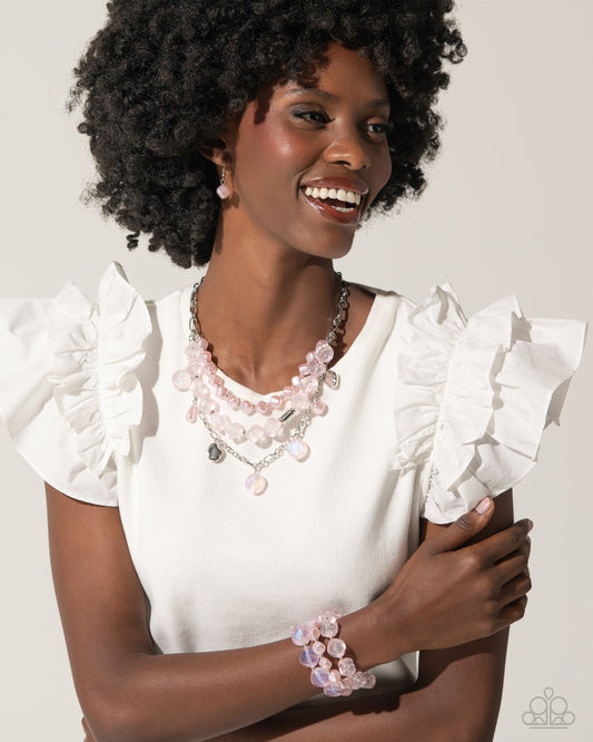 Cubed Cameo - Pink Paparazzi Necklace and Glittery Gala - Pink Paparazzi Bracelet Set