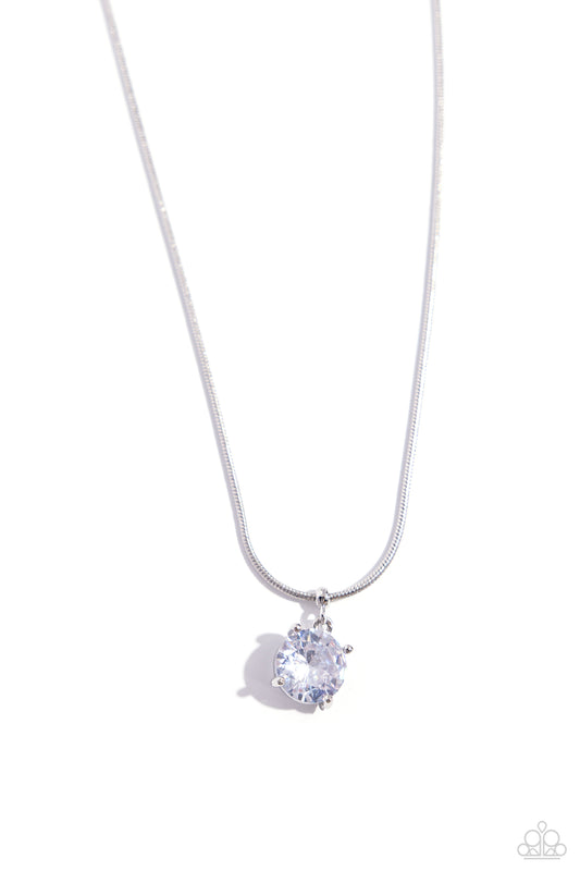 Pronged Premiere - White - Paparazzi Necklace