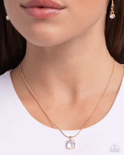 Pronged Premiere - Gold - Paparazzi Necklace