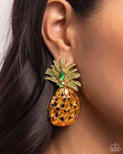 Pineapple Pizzazz - Yellow - Paparazzi Earrings