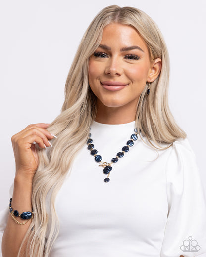 Beaming Baroque - Blue Necklace and 5th Avenue Finesse - Blue Bracelet Set