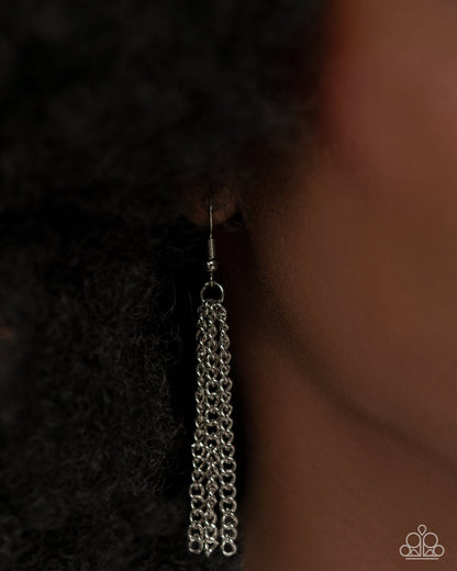 Deconstructed Denim - Blue - Paparazzi Necklace and Dauntless Denim Blue Earrings Set